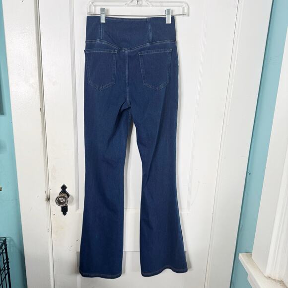 Halara Flex High Waisted Crossover Pocket Washed Stretch Knit Casual Flare Jeans - Picture 8 of 14